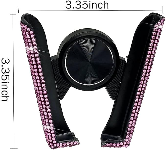 SUNCARACCL Bling Car Phone Holder, 360 Degrees Adjustable Crystal Auto Mount Holder for Dashboard,Windshield and Air Vent (Pink)