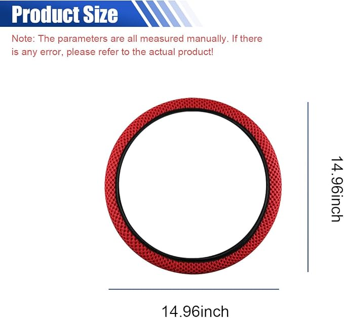 Elastic Stretch Steering Wheel Cover, for Men Women (Red) | 15" Breathable Microfiber Ice Silk Steering Wheel Protector, Universal Anti-Slip Warm in Winter&Cool in Summer Car Accessory