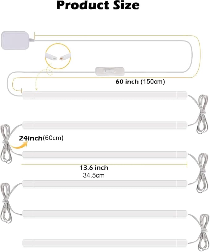 Cefrank LED Under Cabinet Lighting 6-Pack 12 inch Seamlessly Linkable Strip Light Bars for Cabinet, Kitchen, Shelf, Workbench, Cupboard, 1200 Lumen, Warm White 3000K