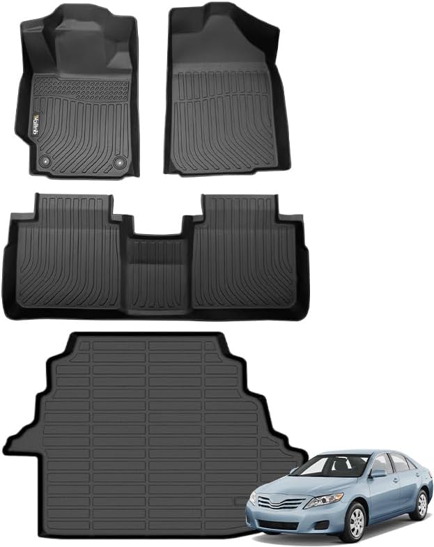 Wailtnb-Mats for Toyota Camry 2007-2011 CE/LE/SE/XLE (Gas Only) Floor Mat Cargo Liner All Weather Floor Liner Car Mat for Toyota Camry 2007-2011 Custom Fit Automotive Full Set Accessories