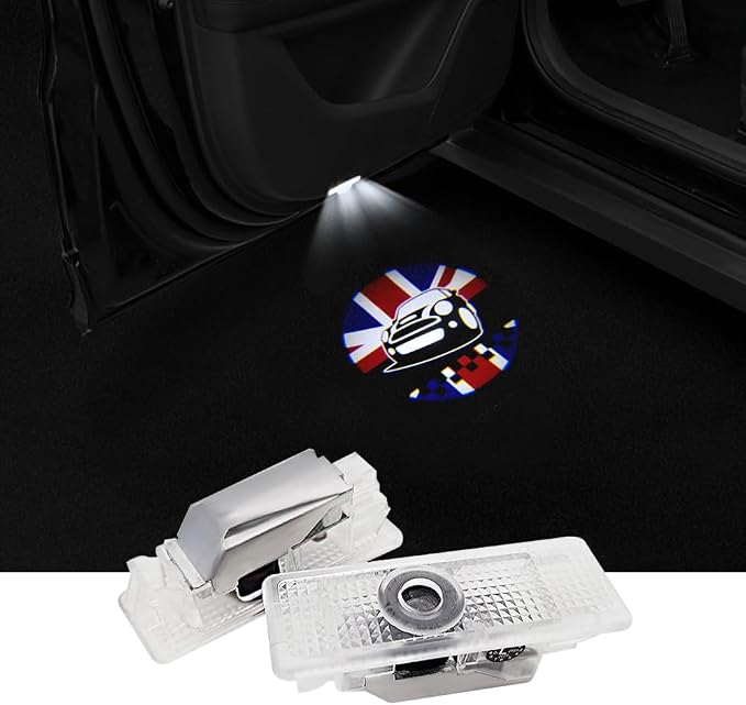 2 pcs LED Car Door Logo Lights Courtesy Projector Laser Puddle lamp Ghost Shadow Light Accessories Compatible with r55/r56/r57/r58/r59/r60/r51/f54/f56/f55/f60 (01)