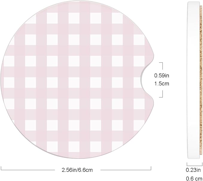 Ceramic Car Coasters – Absorbent Car Cup Holder Coaster Set for Women, Cute Aesthetic Car Accessories for Girls, 2 Pack (Pink Sand)