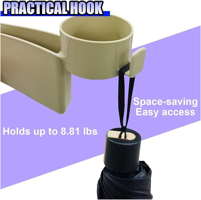 YoRise 2PCS Dual Slot Car Seat Gap Filler Organizer, Multifunctional Car Side Seat Gap Guard Spacer with Cup Holder, Universal Auto Storage Accessories for Preventing Items Falling Out (Beige)
