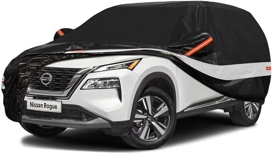 10 Layers SUV Car Cover Custom Fit for Nissan Rogue (2007-2024) Waterproof All Weather for Automobiles, Outdoor Full Cover Sun UV Rain Protection.Black