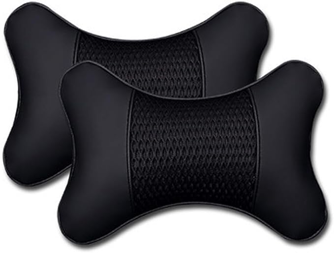 2 Packs Car Neck Pillows Dual-Side PU Leather Car Headrest, Black | Universal Soft Neck Support Pillow for Car, Home, Office, Travel Adjustable Auto Neck Pillow Neck Shoulder Pain Relief