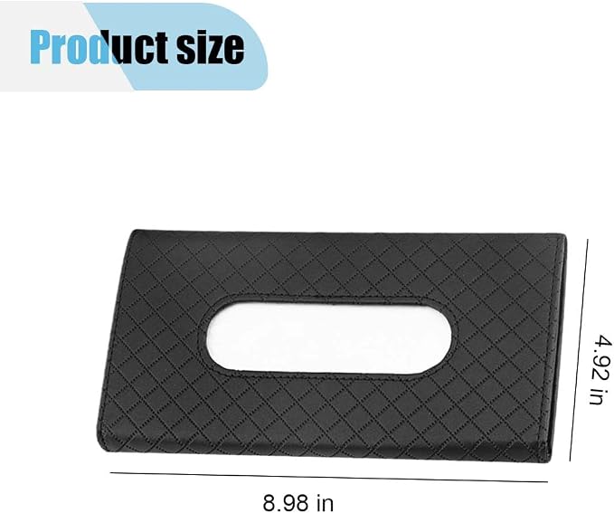JOYCOURT Car Sun Visor Tissue Holder, Leather Tissue Holder for Car, Rectangle Napkin Holder for Car, Hanging Tissue Clip, Car Mask Holder, Sun Visor Accessory Universal for Most Vehicles (Black)