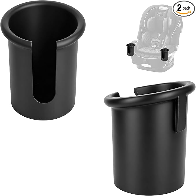 2 Pcs Car Seat Cup Holders Compatible with Graco 4Ever DLX Car Seats | Mug-Friendly Replacement Cup Holder, With Handle Slot, Durable Toddler Car Seat Accessory, Fits Left or Right Side, Black