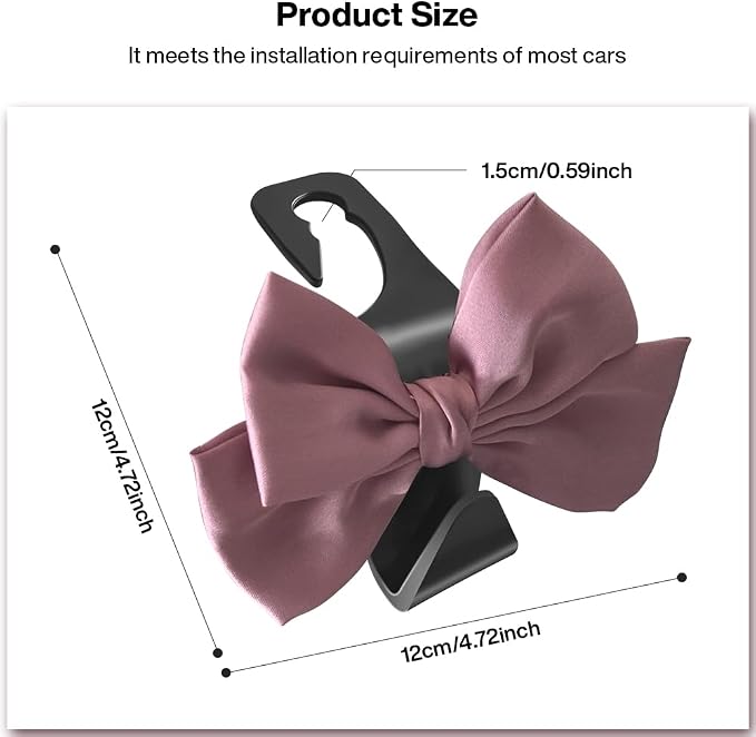 2-Pack Car Seat Headrest Hooks, Handbag Hangers, Leather pink | Storage organizer for handbags, clothes, coats and grocery bags; practical interior accessory for most cars and SUVs