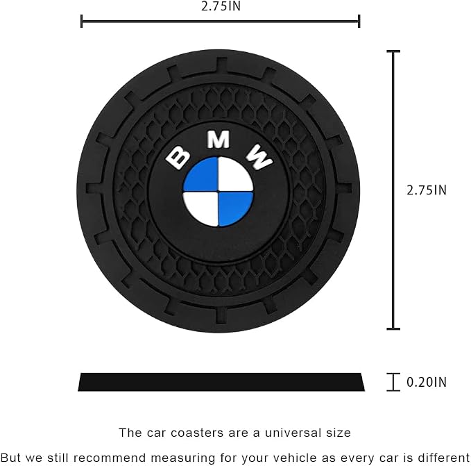 Car Cup Holder Coaster for BMW X1 X3 M3 M5 X5 X6 Z4 3 5 7 Series | Silicone, 2.76 Inch, 2 Pieces, Interior Accessories