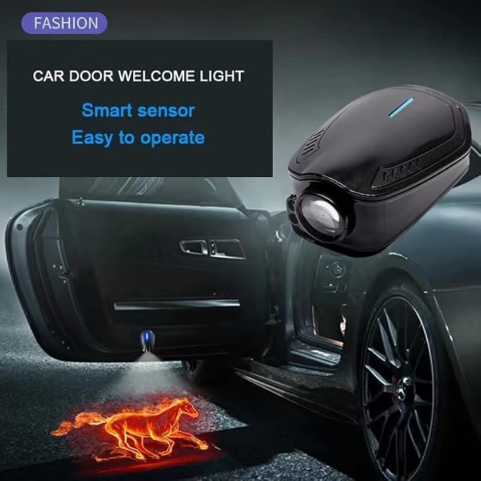Custom Car Rechargeable LED Door Light Logo Projector Automobile Brand Logo Car Door Lights LED Ghost Shadow Light Projector for car Brand Series Compatible (Black-High, 2)