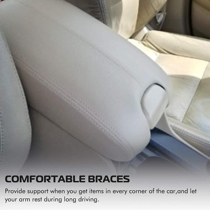 A ABIGAIL Center Console Armrest Cover Repacement Compatible with 2008 2009 2010 2011 2012 Honda Accord Auto Leather Suture Console Lid Cover Replacement (Gray)