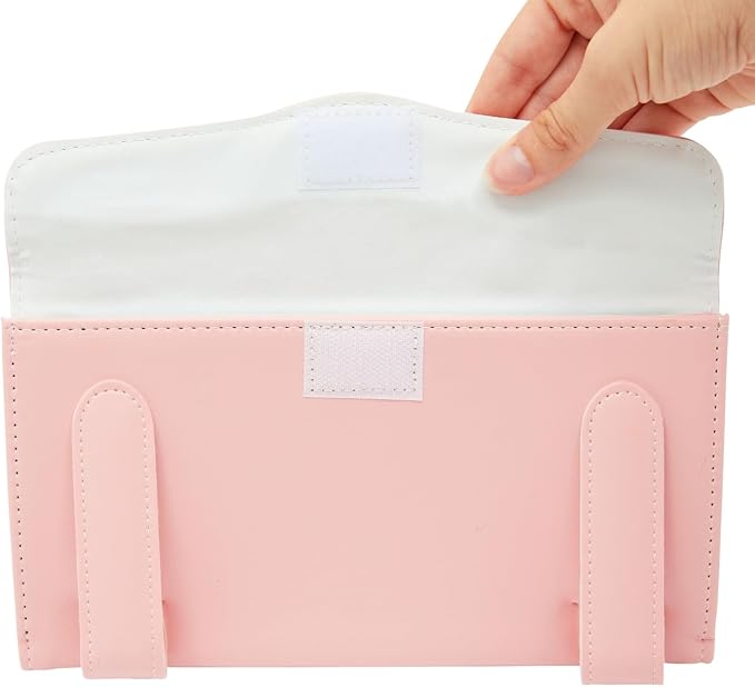 Zodaca Car Sun Visor Tissue Holder - Easy Refill & Tissue Box Fit - Compact Size & Napkin Holder Design - Stylish Pastel Pink Accent & Pink Car Accessories - Pack of 2