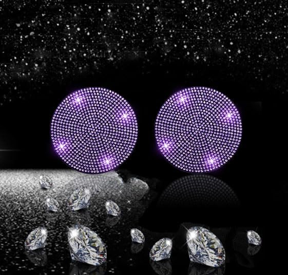 NBTEPEM 2pcs Bling Car Cup Holder Coaster, 2.75 inch Anti-Slip Shockproof Universal Car Coasters Insert Bling Crystal Rhinestone Automotive Interior Accessories for Women (2 pcs, Purple Violet)