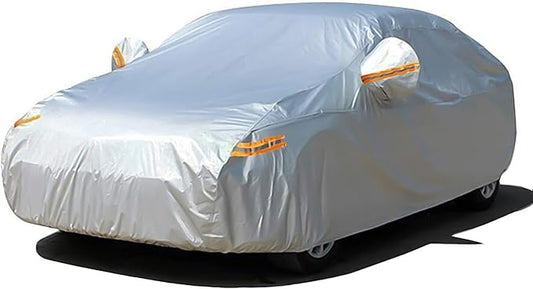 SEAZEN Car Cover Waterproof All Weather, Full car Covers UV Protection/Snowproof/Dustproof, Universal Car Cover 2 Layer with Zipper (Fit Sedan Length Up to 209")