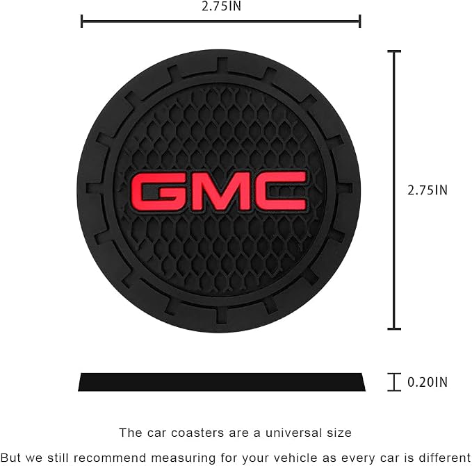 Black Silicone Car Coasters for GMC Sierra Denali Canyon Terrain Yukon Series Non-Slip Car Cup Holder Coasters,Car Interior Accessory for Car Cup Holder 2Pcs 2.75 Inch