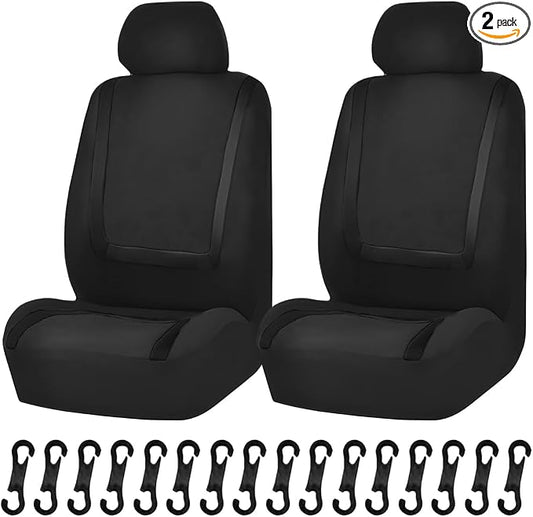 Car Seat Covers, Breathable Comfortable Automotive Seat Protectors, Anti-Slip 2 Front Seats Covers Airbags Compatible, Universal Washable Vehicle Accessories for Car, Truck, SUV (Black)