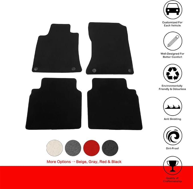Fit 2019-2025 Nissan Altima 4DR Nylon Floor Mats OEM Fitment Style Black | IKON MOTORSPORTS, Driver Passenger Car Carpets, Front Rear 4PCS Full Set