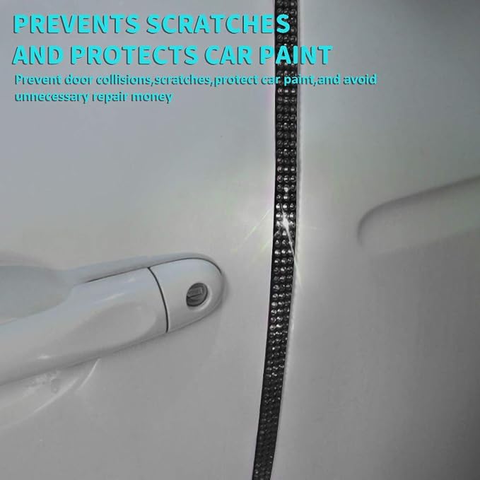 eing Door Edge Anti-Scratch Sticker Door Crash Bumper Crystal Bling Protection Tape Rubber Strip Sticker,Car Door Protector,Car Door Guard,Car Door Protection,90cm/35.4" Each One,4Pack/Set,Black