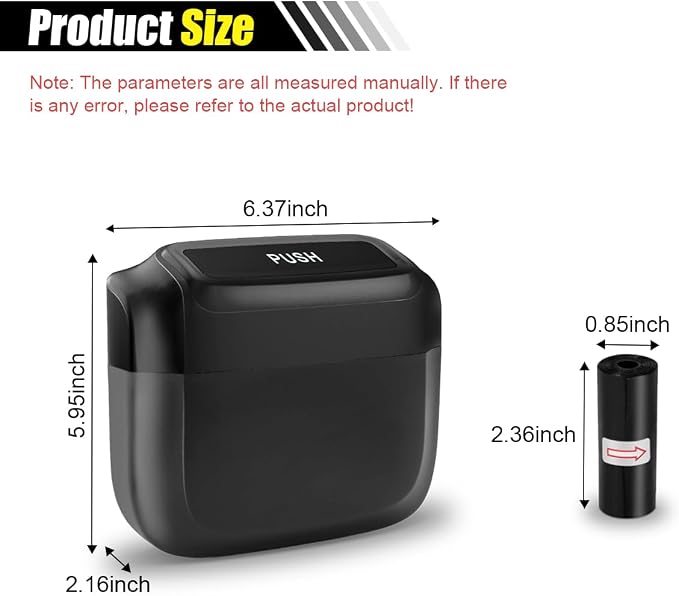 smilfuy Mini Car Trash Can with Lid, Leakproof & Waterproof Auto Dustbin Garbage Can with 30 Trash Bags, Car Organizer and Storage for Automotive Home Office Kitchen Bedroom (Black, 1PCS)