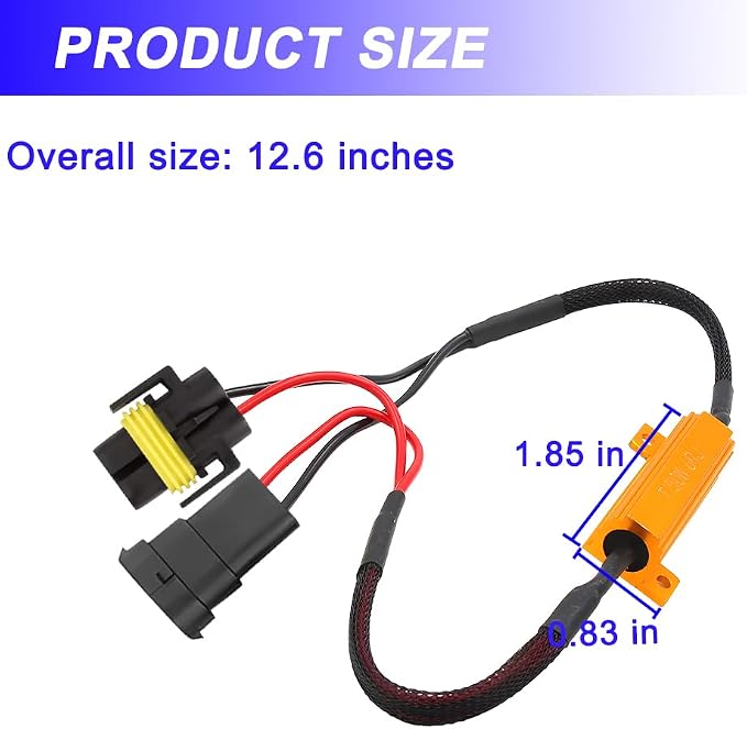 BESULEN 2PCS H11 Car LED Resistor Kit, 50W 6Ohm Vehicle Headlight Anti Flicker Error Decoder, Auto Fog Turn Signal Bulb Load Resistor Relay Harness Adaptor, Universal Auto Accessories