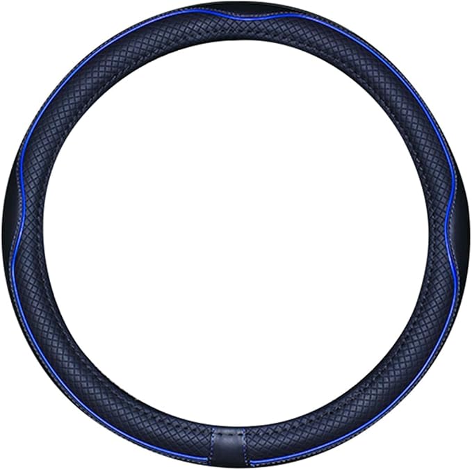 Mayco Bell Large Size Steering Wheel Cover Anti-Slip,Safety,Soft,Breathable,Durable,Full Surround,Comfortable Grip Microfiber Leather (15.5-16 inch, Black Dark Blue)