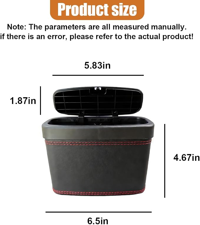 Mini Car Trash Can with Lid, Water-Resistant Leakproof Garbage Can, Small Auto Door Storage Trash Bin, Multipurpose Vehicle Interior Organizer Accessories for Car Home Office(Black)