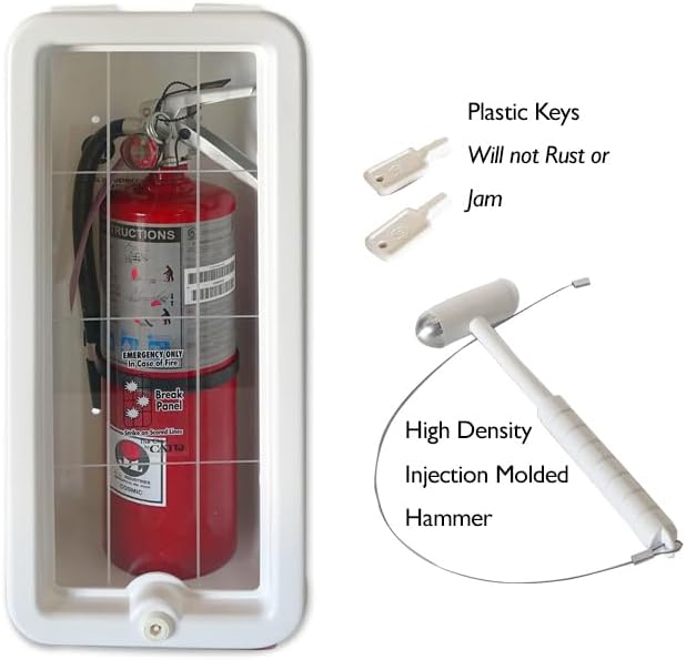 Cato 10501-H White Plastic Chief Fire Extinguisher Cabinet for 2-1/2 or 5 lb. Extinguisher, with Hammer and Cylinder Lock