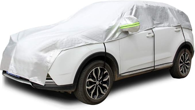 Half Car Cover with Cotton All Weather Car Body Cover for Sunshade Cover Snow Cover Waterproof Snowproof Universal (Fit SUV Length 174'' to 188'')