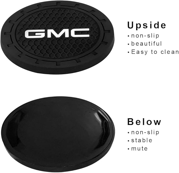 Car Cup Holder Coaster for GMC Recessed Silicone Cupholder Coaster Interior Accessories 2.75in 2Pieces Black