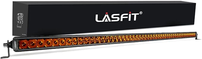 LASFIT 42 Inch Amber LED Light Bar Single Row Slim Spot Flood Combo Driving | 2000K Overhead Roof Mount Off Road Lights IP67 Waterproof for 4Runner Tacoma RAV4 Ranger Colorado Forester