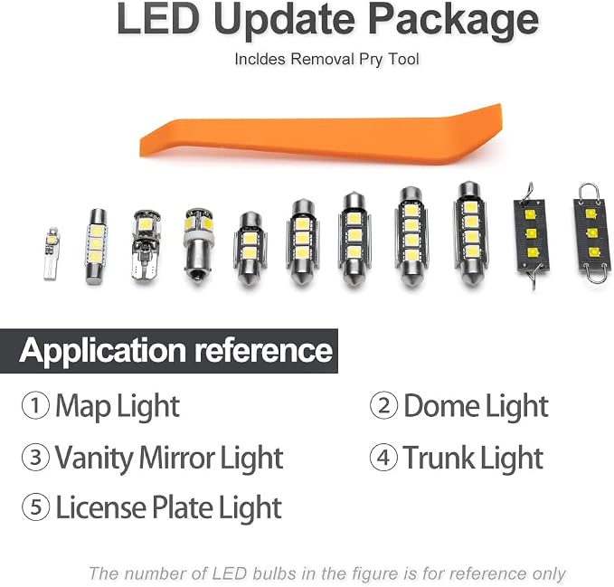 8pcs White LED Interior Lights Bulb Kit for Subaru WRX/WRX STI/Impreza 2004-2017 2018 2019 2020 2021 Map Dome Trunk License Plate Lights LED Interior Bulbs Package + Install Tool