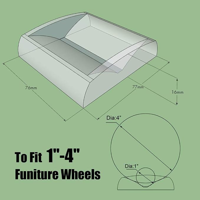 WELLGO Bed Stoppers & Furniture Cups 3"x3" 4Pack - Premium Silicone Casters Furniture Wheel Stoppers fit All Wheels of Furniture, Sofa Bed Chairs-Made up of Solid Silicone Prevents Scratches