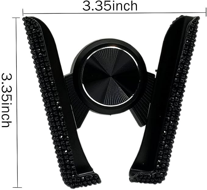 SUNCARACCL Bling Car Phone Holder, 360 Degrees Adjustable Crystal Auto Car Mount Phone Holder for Dashboard,Windshield and Air Vent (Black)
