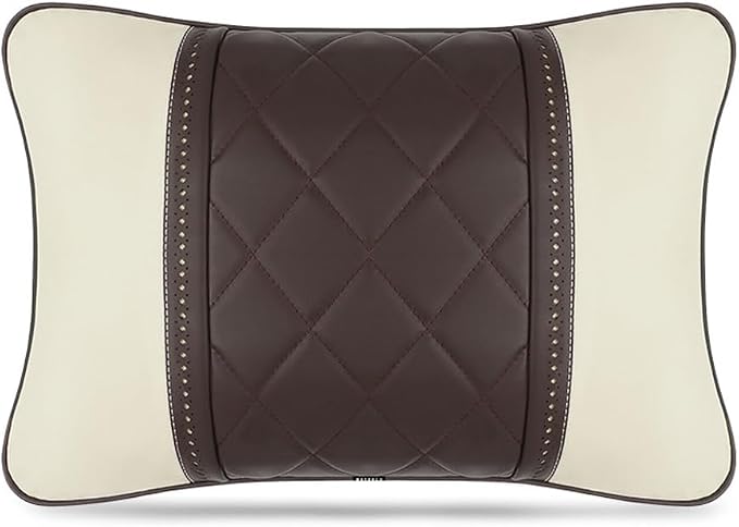 Car Pillows Napa Leather Car Seat Rest Cushion Car Lumbar Pillow for Mercedes Benz Maybach S-Class Lumbar Support Pillow car Accessories（Beige Coffee）