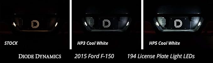 Diode Dynamics License Plate LEDs compatible with Ford F-150 2018-2024 (pair), 194 HP3 Cool White (6000K)