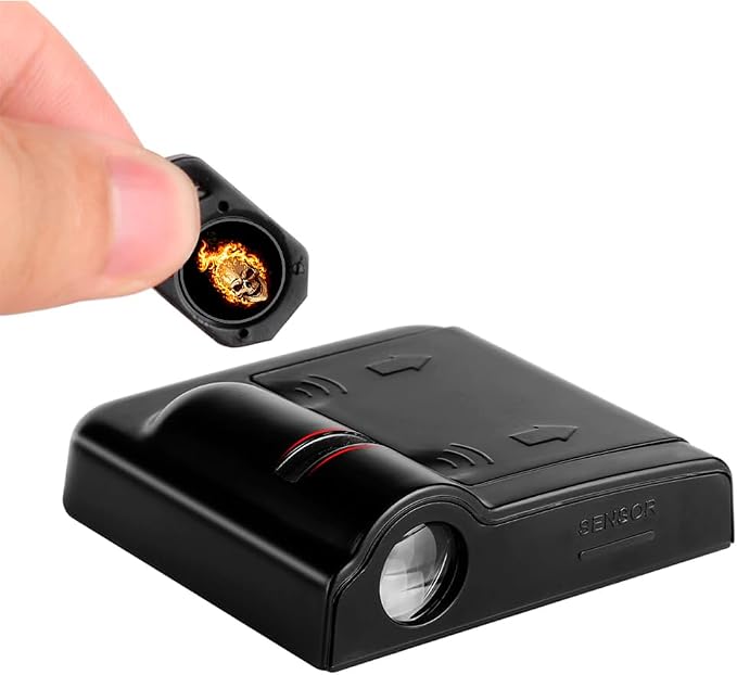 2pcs for Fire Skull 3D Magnetic Car Door Step LED Welcome Logo Shadow Ghost Light Projector Lamp fits All Car Models (Fire Skull) by DmStore
