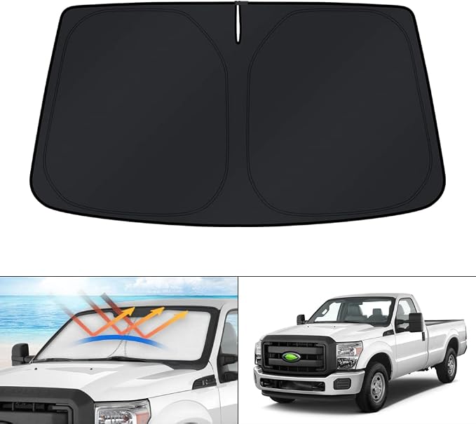 KUST Windshield Sun Shade for 2008-2016 Ford F-250 F-350 Super Duty 2Dr Regular Cab,4Dr Super Crew Cab,Super Cab Window Accessories Sunshade Sun Protector Foldable Block UV Rays Keep Car Cooler