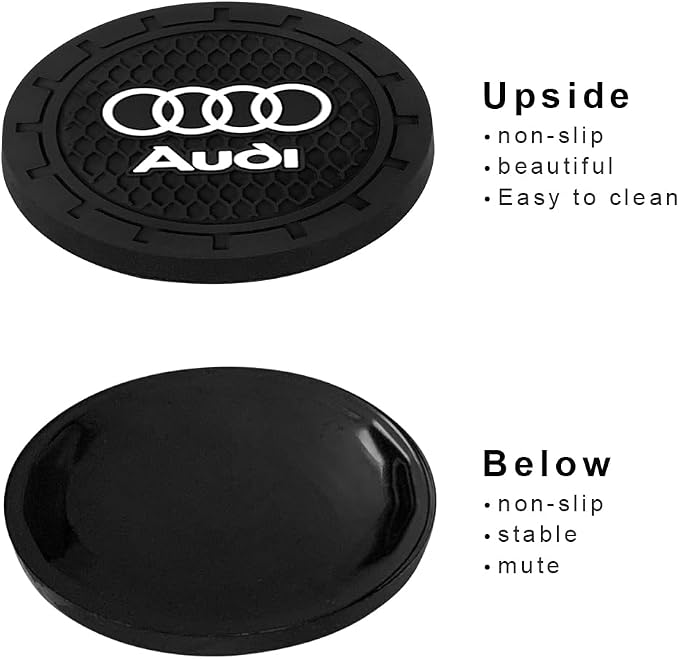 Car Cup Holder Coaster for Audi A3 A4 A5 A6 A7 A8 Q3 Q4 Q5 Q6 Q7 Q8 | Silicone, 2.76 Inch, 2 Pieces, Car Interior Accessories