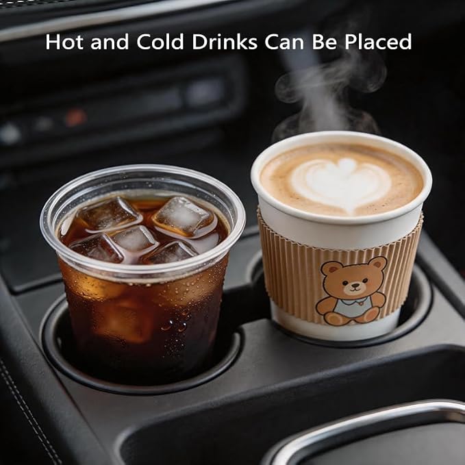 DandyChic Car Cup Holder Coaster, Cup Holder Lined with Anti Slip Silicone Coaster, Car Universal Interior Accessories, 4-Pack，Black