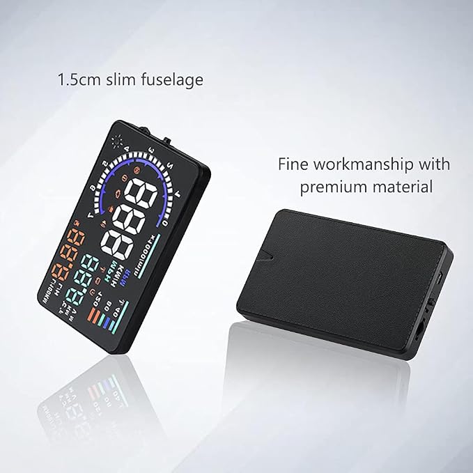 5.5'' HUD Head Display Multi-Color Windshield Screen Projector Vehicle Speed, Vehicle Hud Overspeed Alarm, Display Km/h MPH, OBDII/EUOBD Interface Plug Hud Display Car