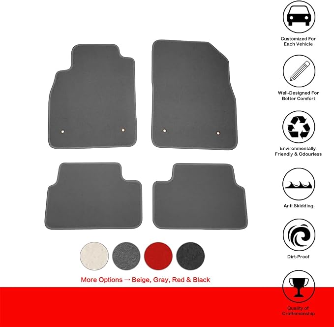 Fit 2008-2015 Chevrolet Cruze Floor Mat Nylon Gray | IKON MOTORSPORTS, Fit 2016 Cruze Limited, Factory Fitment Front & Rear Car Floor Mats Liner Carpets Replacement 4PCS