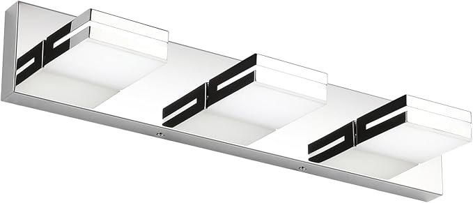SineRise LED Modern Bathroom Vanity Light Fixtures (3-Light, 24-Inch, Dimmable), Chrome Modern Acrylic Bathroom Wall Lighting Fixtures Over Mirror (Cool White 6000K)