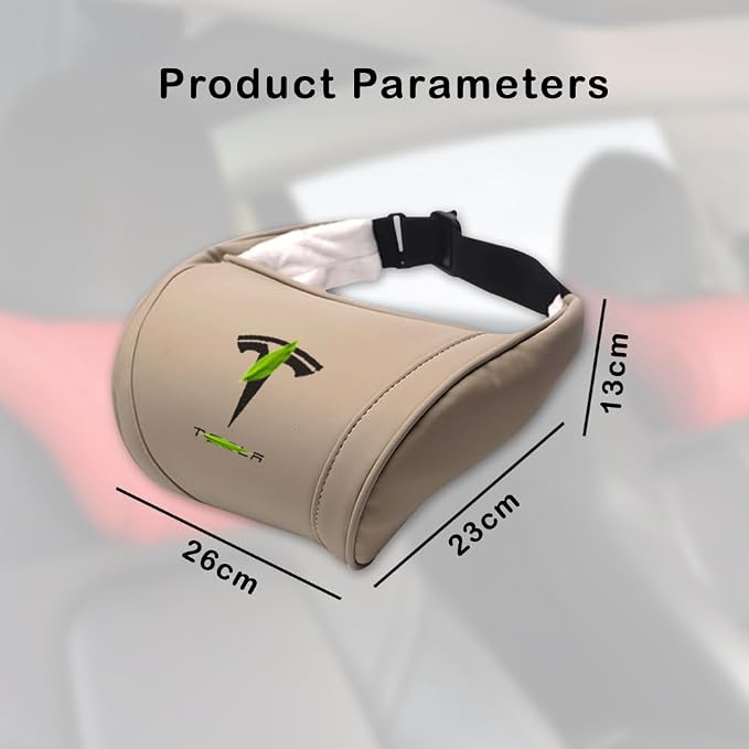 Car Headrest Neck Pillow Support Ergonomic, with Valve Stem Covers Accessory for Driving Seat Fatigue Relief Compatible with Model S X 3 Y & Cybertruck - 2 Pieces