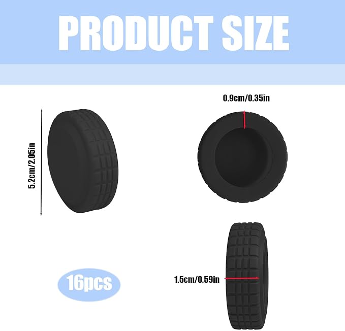 16 Pcs Luggage Wheel Covers, Silicone Full Wrap Suitcase Caster Protector, Noise Reduction Anti Slip Spinner Swivel Tires Replacement Parts For Travel Bags