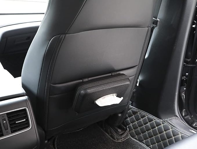 Car Tissue Holder, Sun Visor Napkin Holder, Car Visor Tissue Holder, PU Leather Backseat Tissue Case Holder for Car,Vehicle (Black)