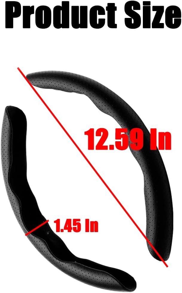 LoyaForba Car Steering Wheel Cover, Universal 15 Inch Leather Segmented Auto Steering Wheel Protector, Anti-Slip and Soft Breathable, Car Interior Accessories for Most Vehicle, SUV, Truck (Black)