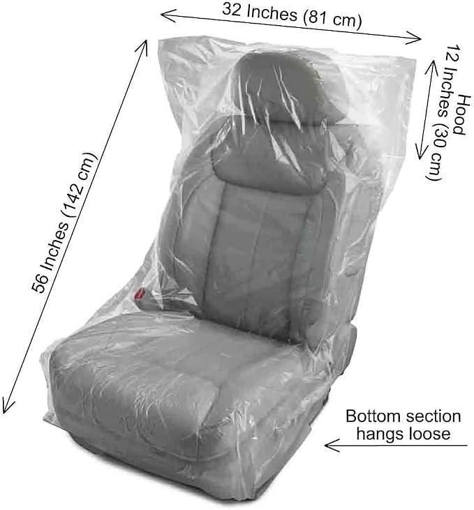 100 Pieces Disposable Seat Covers, Car Disposable Universal Plastic Seat Covers for Airplane Seats, Salon Chairs, Restaurant Seats, Bus Seats & More (100 Pieces)