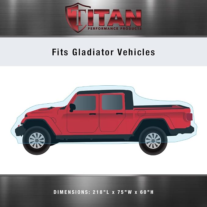 Titan Premium Multi-Layer PEVA Car Cover for Gladiator Pick-up Trucks 218". Waterproof, UV Protection, Anti-Scratch Protective Lining, Driver-Side Zippered Opening. Fits Gladiator Pickup Trucks.