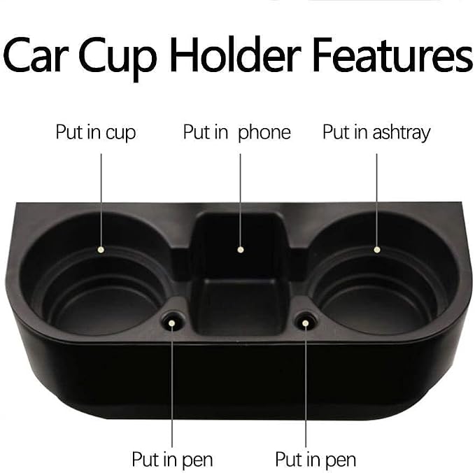Heart Horse Cup Holder Portable Multifunction Vehicle Seat Cup Cell Phone Drinks Holder Box Car Interior Organizer (Black)