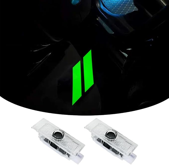 2PCS Non-Fading LED Door Logo Lights Car Accessories HD Welcome lamp Compatible for Challenger 2015-Present Projector Ghost Shadow Puddle Courtesy Step Lights (Green Stripe)